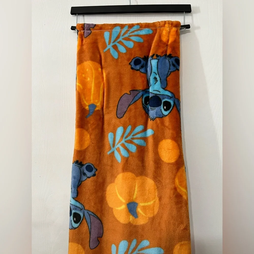 Disney Stitch Pumpkin Fall Halloween Plush Throw Blanket